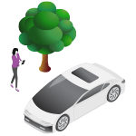 Fewer cars on the road icon